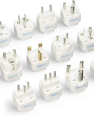 Ceptics Travel Adapter with Types A-M Plugs, Travel Plug Adapter Set Compatible with Power Sockets in All Continents, Compact World International Plug Adaptor Kit, Set of 12,GP-12PK