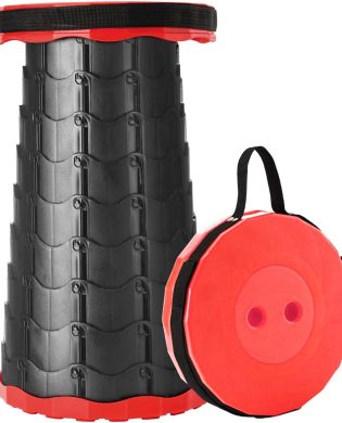 Foldable Stool, Camping Stools for Adults Thickened Portable Collapsible Retractable Stool for Fishing, Camp Chair for Hiking, BBQ, Parties, Outdoor Activities (Red)